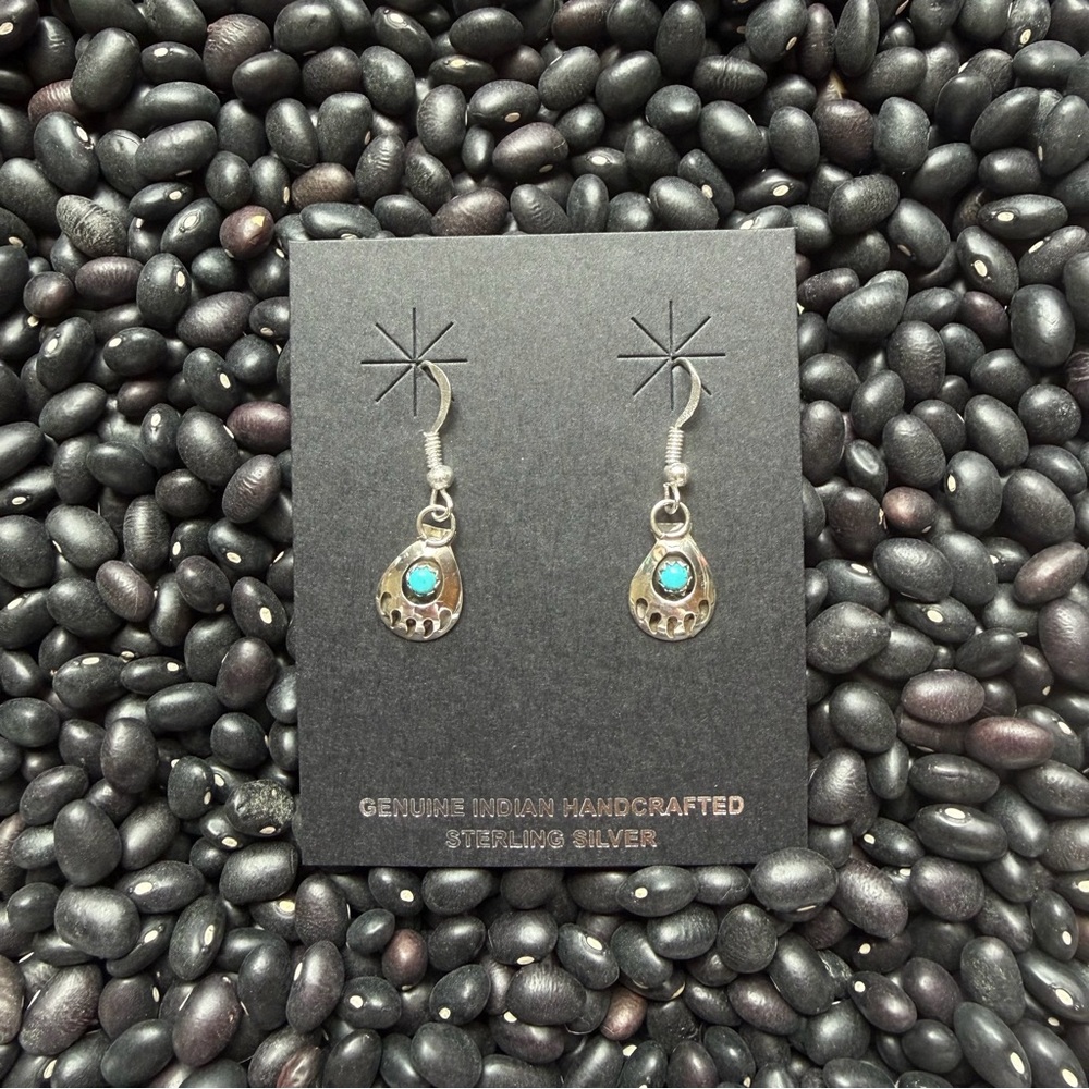 Navajo Native Made Sterling Silver Bearpaw Earrings